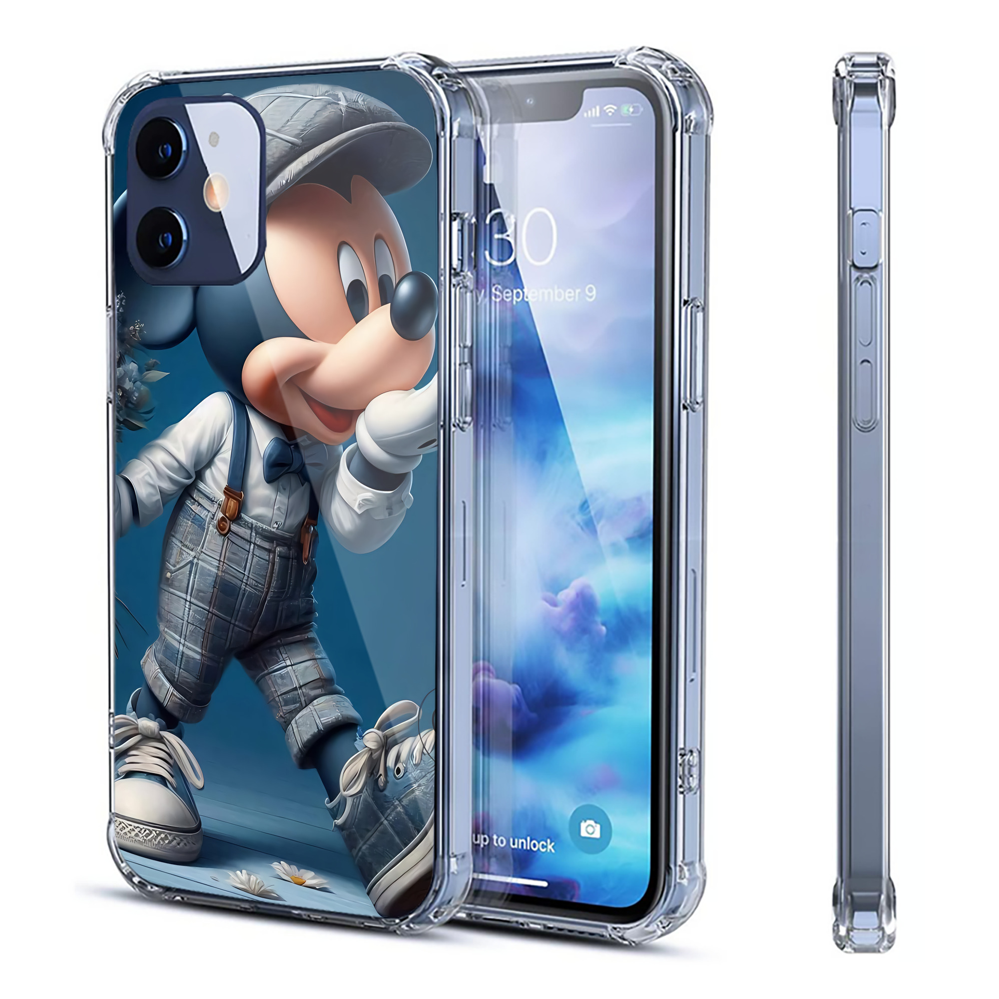（画像用） ミッキーマウス Mickey Mouse 【iPhone 12シリーズ対応】透明スマホケース（クリアソフトケース）